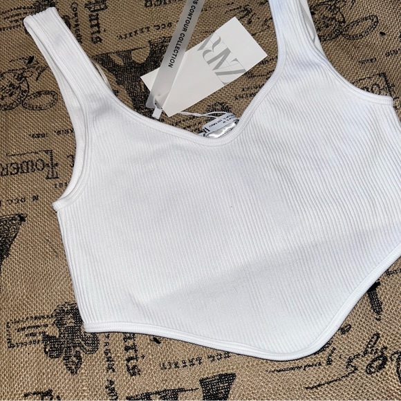 Zara NWT! White Seamless Corset Top Size M-L - Picture 3 of 13